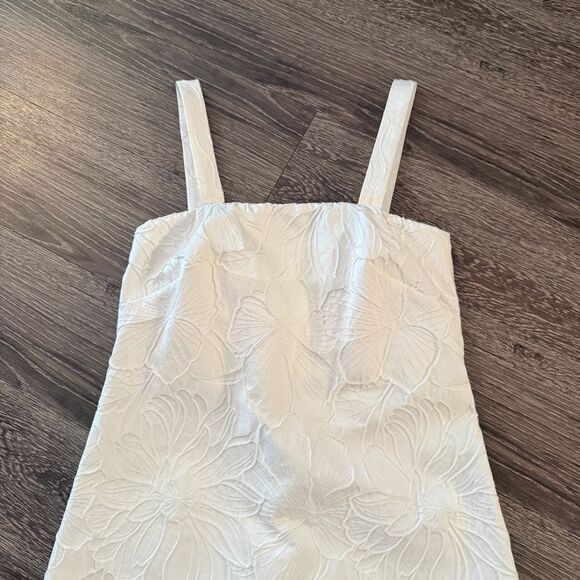 J. Crew Ivory Floral Embossed Adjustable Strap Dress - Picture 3 of 9